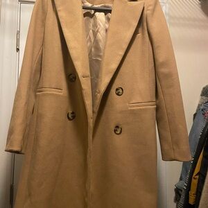 Crown & Ivy Tan Double-Breasted Trench Coat